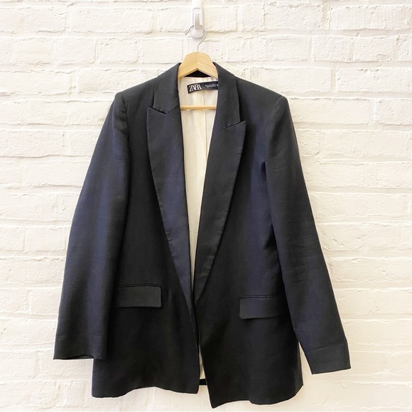 Zara Jackets & Coats Zara Linen Longline Blazer Boxy Oversized